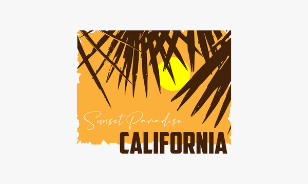 Sunset Paradise California - Sunset beach t-shirt design, Custom vector illustration for posters