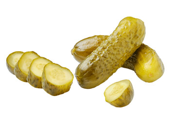 Pickled cucumbers whole and sliced