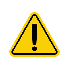 Sign. Exclamation point on a yellow triangle. Caution and warning. Road sign. Caution danger sign.