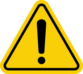 Sign. Exclamation point on a yellow triangle. Caution and warning. Road sign. Caution danger sign.