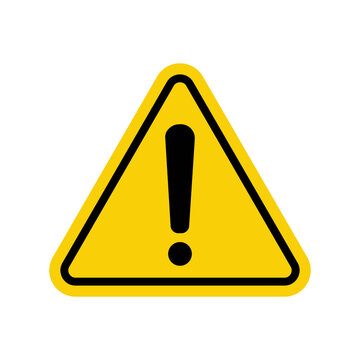 Sign. Exclamation point on a yellow triangle. Caution and warning. Road sign. Caution danger sign.
