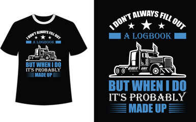 Trucker T-shirt Design, Colors can be easily changed on a dark T-shirt or a white T-shirt