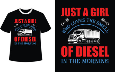 Trucker T-shirt Design, Colors can be easily changed on a dark T-shirt or a white T-shirt