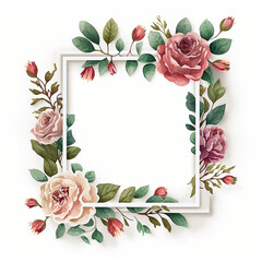 Square frame made by flowers, by Generative AI