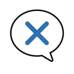 Obraz premium バツの吹き出しアイコン 青