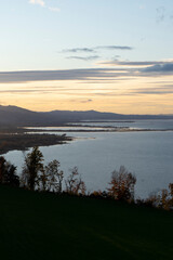 View onto a bay of Lake Constance during the golden hour