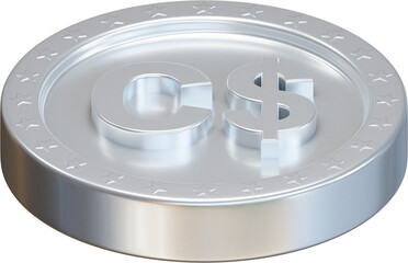 Silver Canadian dollar coin 3d render illustration