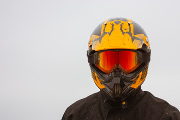 athlete in a protective helmet and goggles