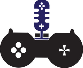 Game podcast logo design vector template 