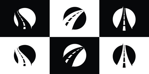 logo design road abstract in circle icon vector illustration