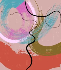 Deurstickers abstract colorful background, illustration with lines, waves, circle, paint strokes and splashes © Kirsten Hinte
