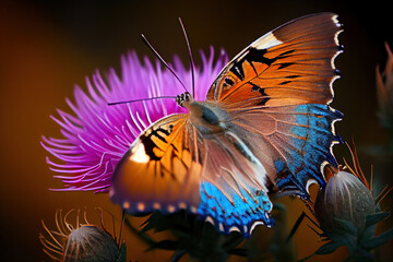 Fototapeta na wymiar Colorful butterfly on a flower, Generative AI