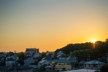 千葉県柏市から眺める夕暮れ(10月初旬)
