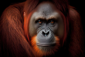 Orangutan portrait, Generative AI