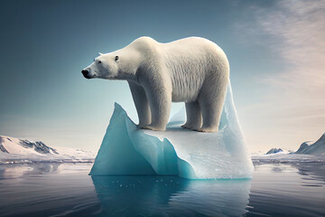 Naklejka na ściany i meble Polar Bear under water, Generative AI