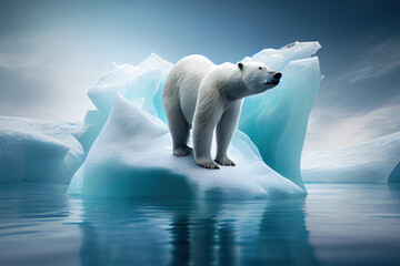 Plakat Polar Bear under water, Generative AI