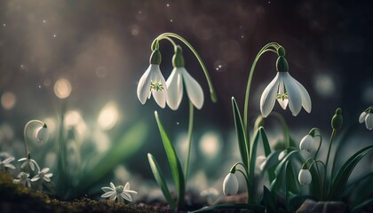 Snowdrop flowers first days of spring generatiev ai