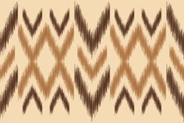 Ethnic Ikat fabric pattern geometric style.African Ikat embroidery Ethnic oriental pattern white brown cream background. Abstract,vector,illustration. For texture,clothing,wrapping,decoration,carpet.