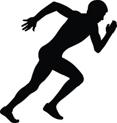 man sprinter start running black silhouette