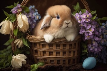 The Bunny's Easter Basket - Filled with Easter Eggs Generative AI	