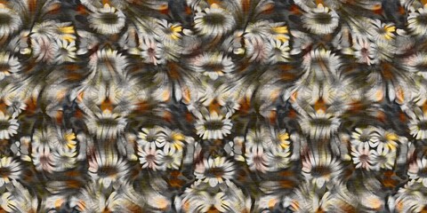 Obraz premium Marbled floral decorative border. Seamless botanical wash for organic ribbon. Retro fashion edging.
