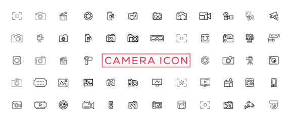Photo and video icon set. Icons of photography, image, photo gallery, video camera and photo camera. Diaphragm icon. image, photo gallery Vector illustration