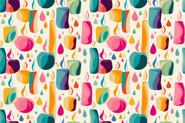 Seamless vector background pattern with fun colorful candles. 