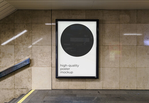 Street Outdoor Poster Advertising Mockup Template Subway Metro