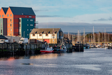 Fototapeta na wymiar The small port of Amble on the Northumberland coast in the northeast of England.