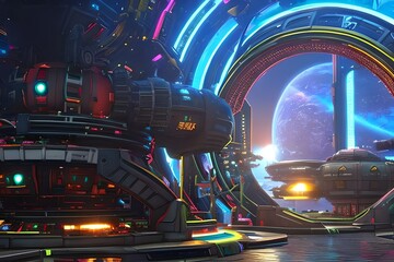 Cyberpunk Scifi  Spaceship Generative KI