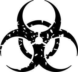 Old Damaged or Weathered Biological Hazard or Biohazard Sign Icon. Vector Image.