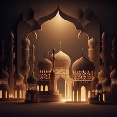 Amazing mosque vector style ramadan kareem illustration