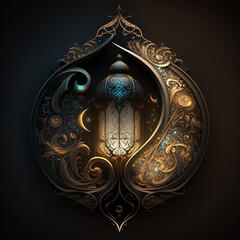 Creative ramadan golden lantern frame