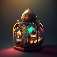 Colorful isolated ramadan mosque ai generated