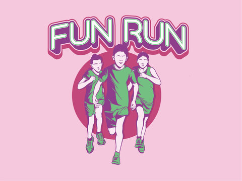 Children running, Designed using colorful grunge brush graphic vector.