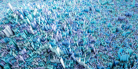 Infinite maze mega city: technology and development concepts, original 3d rendering