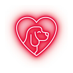 heart inside dog outline red neon transparent png