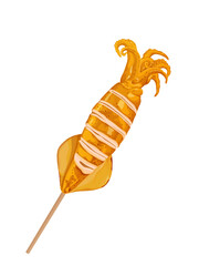 grilled squid isolated on white backhround