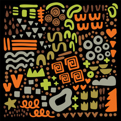 MODERN AFRICAN Minimal Childish Vector Hand Drawn Textured Shape Creative Contemporary Aesthetic Folk Doodle Elements Fabric Print Textile Matisse Style