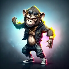 Mascot Character Cyber Hip Hop Monkey