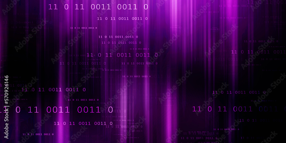 Poster 2d illustration abstract digital binary data on computer screen