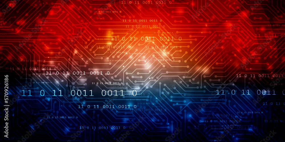 Poster 2d illustration abstract digital binary data on computer screen