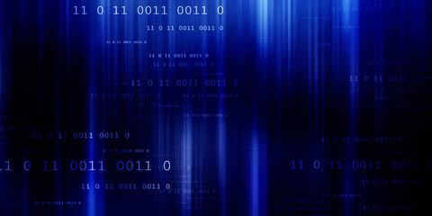 2d illustration abstract digital binary data on computer screen
