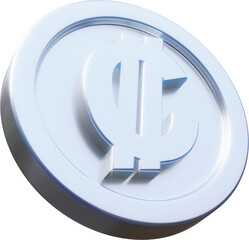 Silver Costa Rican colon coin 3d render illustration
