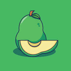 illustration of fresh avocado with leaf vector cartoon