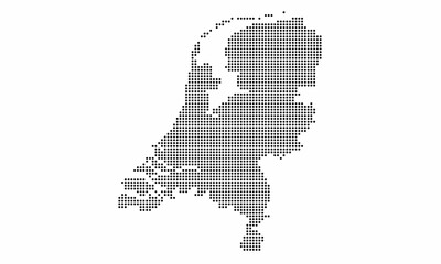 Netherlands dotted map with grunge texture in dot style. Abstract vector illustration of a country map with halftone effect for infographic. 