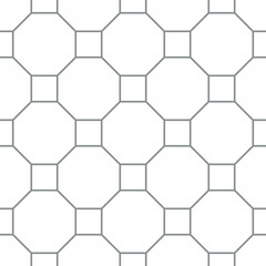 Seamless pattern of paving slabs in the form of squares and hexagons. Simple wallpaper with diagonal geometric print. Monochrome vector background.
