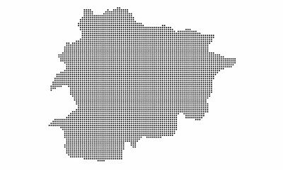 Fototapeta na wymiar Andorra dotted map with grunge texture in dot style. Abstract vector illustration of a country map with halftone effect for infographic. 