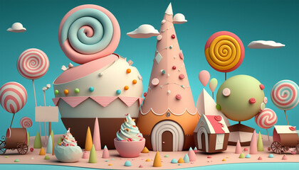 3d sweet castle background