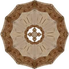 octagonal natural wooden panel, abstract star pattern